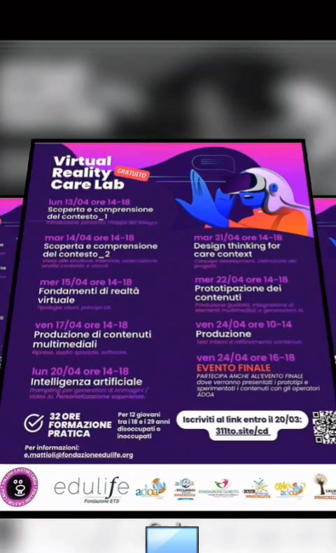 ULTIMISSIMI GIORNI PER ISCRIVERSI

 Virtual Reality Care Lab

COMPLETAMENTE GRATUITO!
 BONUS 3⃣0⃣0⃣€

Un laboratorio di…