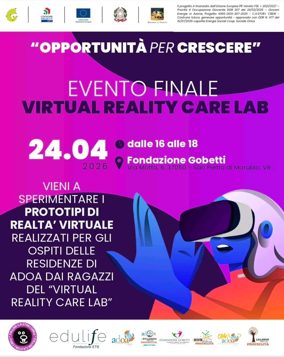 𝕍𝕚𝕣𝕥𝕦𝕒𝕝 ℝ𝕖𝕒𝕝𝕚𝕥𝕪 ℂ𝕒𝕣𝕖 𝕃𝕒𝕓
              EVENTO FINALE 

 OPPORTUNITÀ PER CRESCERE: VIENI A VIVERLA CON NOI! 

Il territorio cresce quando le…