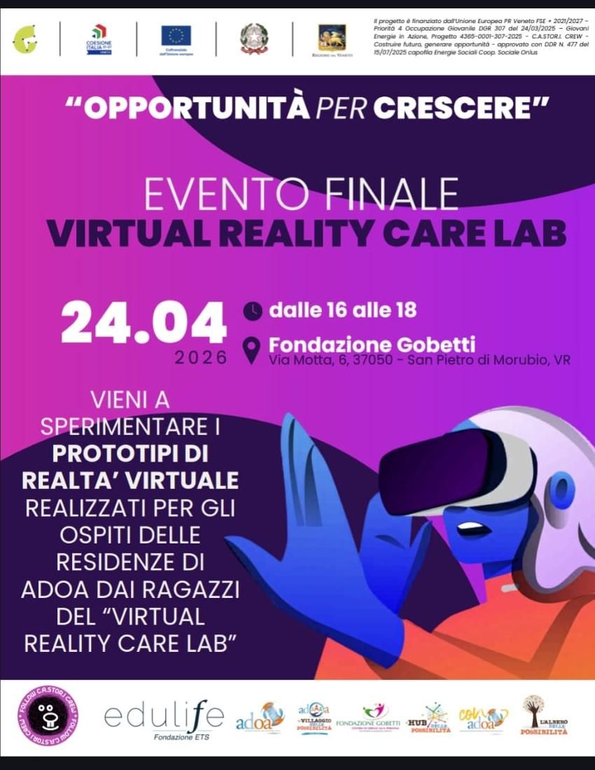 𝕍𝕚𝕣𝕥𝕦𝕒𝕝 ℝ𝕖𝕒𝕝𝕚𝕥𝕪 ℂ𝕒𝕣𝕖 𝕃𝕒𝕓
Quando la tecnologia diventa cura, nasce qualcosa di speciale! 

 12 ragazze e ragazzi tra i 18 e i 29 anni hanno …