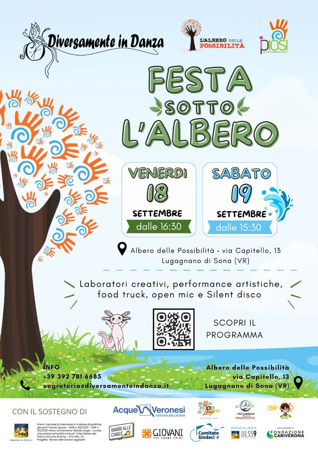 【﻿ＲＥＴＥ　ＡＤＯＡ】

 *FESTA SOTTO L’ALBERO* 

Vi aspettiamo venerdì 18 e sabato 19 settembre all’Albero delle Possibilità per due giornate di fest…