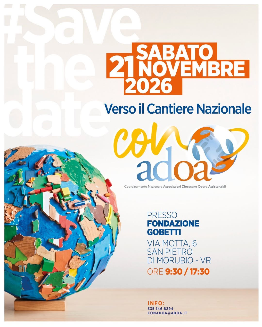 𝐕𝐞𝐫𝐬𝐨 𝐢𝐥 𝐂𝐚𝐧𝐭𝐢𝐞𝐫𝐞 𝐍𝐚𝐳𝐢𝐨𝐧𝐚𝐥𝐞 𝐜𝐨𝐧 𝐂𝐎𝐍_𝐀𝐃𝐎𝐀
SAVE THE DATE!
CON_ADOA è la rete che unisce e coordina realtà socio-assistenziali, fondazio…
